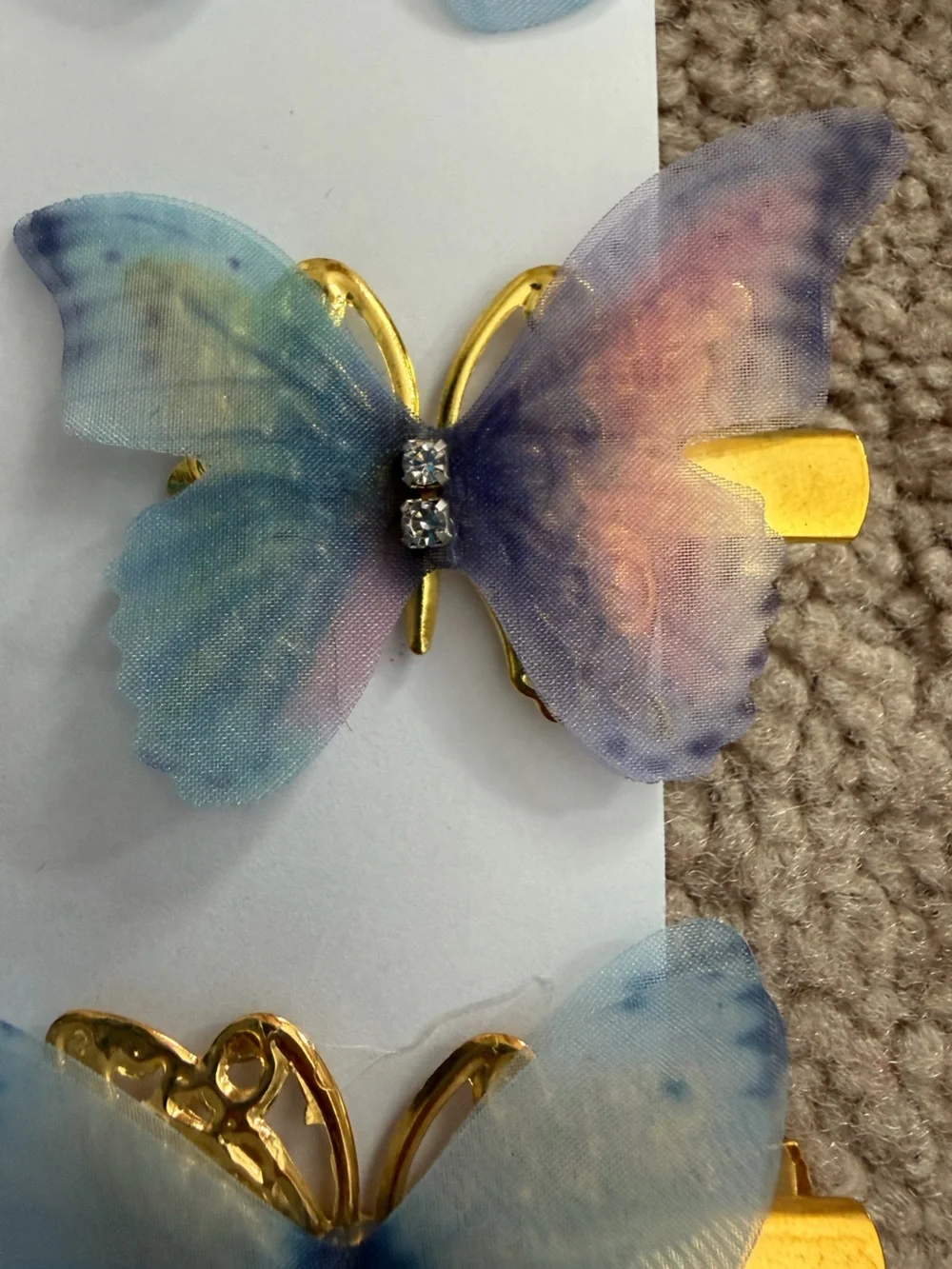 NWOT Aratta Silent Journey-Butterfly Hair Clips Set - Pastel Pink, Purple & Blue